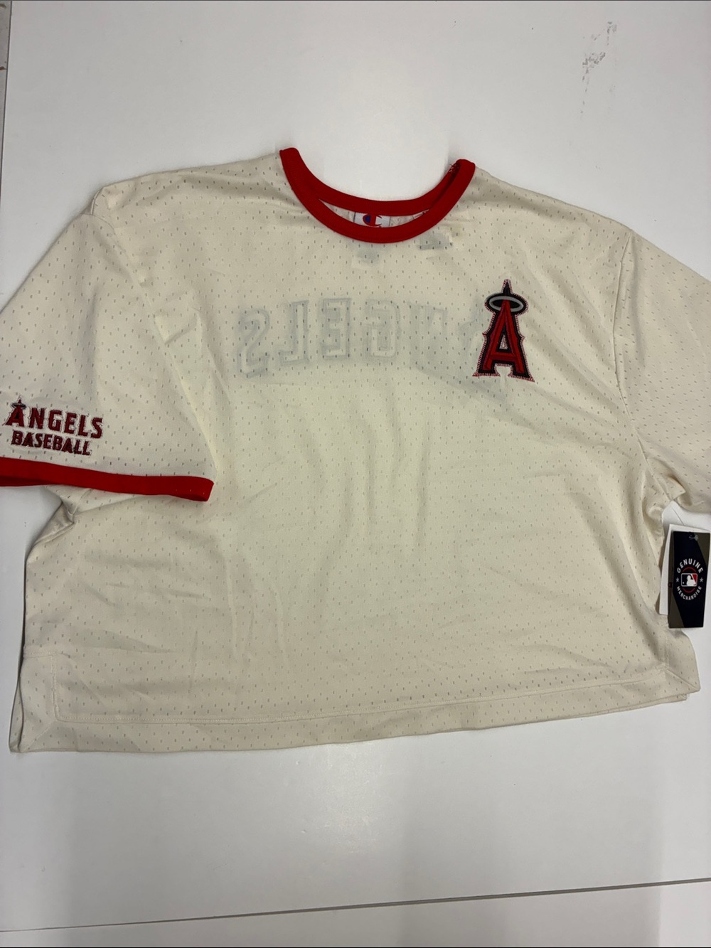 NEW Champion MLB Officially Licensed Angels Basketball Cropped Jersey Size XL